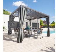 Pergola bioclimatique AVILA Graphite 4 x 3 m - Structure et lames simples en aluminium Hespéride