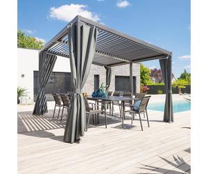Pergola bioclimatique AVILA Graphite 4 x 3 m - Structure et lames simples en aluminium Hespéride