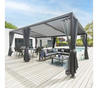 Pergola bioclimatique AVILA Graphite 6 x 3,5 m - Structure et lames simples en aluminium Hespéride