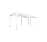 Pergola bioclimatique blanc aluminium et acier 3x6m lames orientables