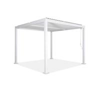 Pergola bioclimatique blanche. aluminium et acier. 3x3m. lames orientables