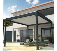 Pergola Bioclimatique COCOON îlot Mixte Gris anthracite / Blanc 4,00x3,538m Verin + LED