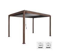 Pergola Bioclimatique coloris bois foncé - Triomphe - 3x4m. aluminium. à lames orientables