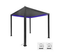 Pergola Bioclimatique électrique 3x3m anthracite. aluminium. à lames orientables avec éclairage LED