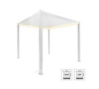 Pergola Bioclimatique électrique 3x3m blanc. aluminium. à lames orientables avec éclairage LED
