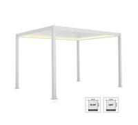Pergola Bioclimatique électrique 3x4m blanc. aluminium. à lames orientables avec éclairage LED