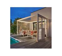 Pergola électrique bioclimatique autoportante EVORA Argile 4 x 3 m - Structure et lames doubles en aluminium Hespéride