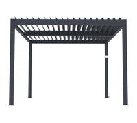 Pergola bioclimatique motorisée avec led "Windsor" en aluminium 3 x 4 - Gris