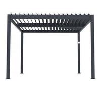 Pergola bioclimatique motorisé avec led ""Windsor"" en aluminium 3 x 4 - Gris