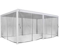 Pergola bioclimatique électrique EVORA blanc + 1 kit de rideaux, moustiquaires et rails 6 x 3,6 m - Aluminium traité époxy Hespéride