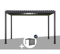 Pergola Bioclimatique Électrique Evora Graphite - 4 X 3 M + 2 Stores 4 M - Hespéride Multicolore