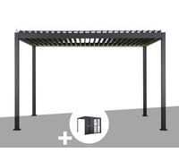 Pergola Bioclimatique Électrique Evora Graphite - 4 X 3 M + Persiennes Coulissantes Côté 3 M - Hespéride Multicolore