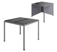 Pergola Bioclimatique En Alu 3 X 3 M - Lames Orientables 2 Parties Indépendantes, 2 Stores Latéraux - Anthracite