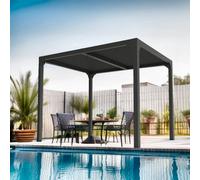 HABRITA Pergola bioclimatique en aluminium PER2430BI — 7,20 m², gris anthracite, balcon & terrasse