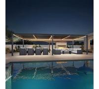 Pergola bioclimatique en aluminium 3,5 x 8,5 m, tonnelle de jardin imperméable avec lames réglables et éclairage LED, auvent de terrasse extérieur pour terrasse, abri d'auto - Gris