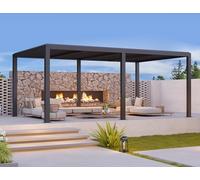 Pergola bioclimatique en aluminium 6 x 3,68 m avec lattes réglables - 22,08 m² - Auvent de jardin - Gris - Auvent de terrasse - Pour terrasse, arrière-cour et terrasse