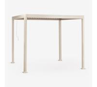 Pergola Bioclimatique En Aluminium Avec Lames Druvia Tapioca Beige 3 X 3 M