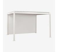 Pergola Bioclimatique En Aluminium Avec Lames Et Store Latéral Druvia Blanc Gardenia Blanc