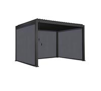 Pergola bioclimatique en aluminium. lames orientables 3x4m + 2 stores 3m + 1 store 4m TRIOMPHE anthracite