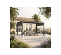 Pergola bioclimatique Evonis 4 x 3 m aluminium et acier graphite Hespéride