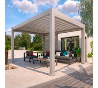 Pergola bioclimatique EVORA Argile 4 x 3 m - Structure et lames doubles en aluminium Hespéride