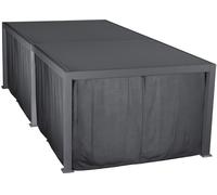 Pergola bioclimatique EVORA Graphite + 1 kit rideaux et moustiquaires 6 x 3,6 m - Aluminium traité époxy Hespéride