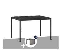 Pergola bioclimatique Evora Graphite - 4 x 3 m + 2 stores 4 m - Hespéride