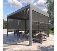 Pergola bioclimatique EVORA Graphite 4 x 3 m - Structure et lames doubles en aluminium Hespéride