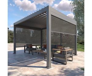 Pergola bioclimatique EVORA Graphite 4 x 3 m - Structure et lames doubles en aluminium Hespéride
