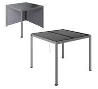 Pergola bioclimatique extérieur - Outsunny - en aluminium 3 x 3 m - rideaux, système de drainage caché - gris