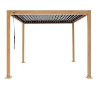 Pergola bioclimatique - GAYA - Structure en aluminium et en acier - Aspect Bois - 3 x 3 m