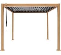 Pergola bioclimatique GAYA - Structure en aluminium et en acier - l300 x P300 x H240 cm - Aspect Bois