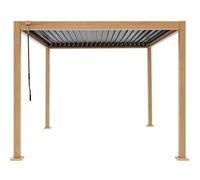 Pergola bioclimatique - Structure en aluminium et en acier - l300 x P300 x H240 cm - Aspect Bois