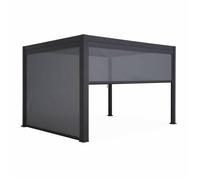 Pergola Bioclimatique gris anthracite 300 x 400cm. aluminium à lames orientables + store 300cm + store 400cm