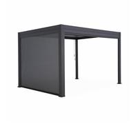 Pergola bioclimatique gris anthracite - triomphe - 300x400cm. Aluminium. À lames orientables + store 300cm