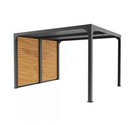 Pergola bioclimatique Habrita Foresta PER3630VBBI 10,80m2 gris anthracite avec ventelles latérales alu mobiles imitation bois pour