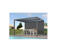 Pergola bioclimatique Habrita PER36R30BI en alu 10,80m2 ouverture manuelle avec rideau man