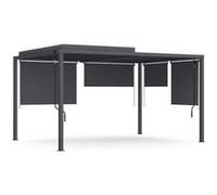 IDMarket – Pergola bioclimatique lames orientables acier 3x4 m 4 stores gris anthracite