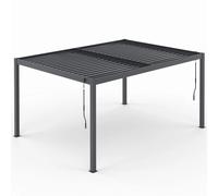 Pergola Bioclimatique Lames Orientables Acier 3x4 M Rideaux Et Moustiquaire Gris Anthracite