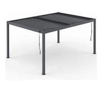 IDMarket - Pergola bioclimatique lames orientables acier 3x4 m rideaux et moustiquaire anthracite
