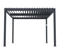 Pergola bioclimatique motorisé avec led ""Windsor"" en aluminium 3 x 4 - Gris