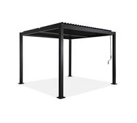 Pergola bioclimatique noire. aluminium et acier. 3x3m. lames orientables