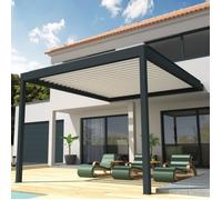 Pergola Bioclimatique OMBRAZUR - COCOON Mixte Gris anthracite / Blanc - 4x4.088m - Vérin motorisé