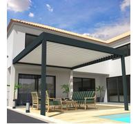 Pergola Bioclimatique - OMBRAZUR - COCOON XL - Aluminium - Gris - Double vérin motorisé