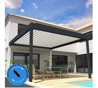 Pergola Bioclimatique - OMBRAZUR - COCOON XL - Verin motorisé - LED - Gris anthracite / Blanc