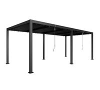 Pergola bioclimatique - Outsunny - persiennes manivelle - toit réglable en aluminium et crochets - 3 x 6 m - gris