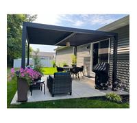 Pergola bioclimatique PURPLE LEAF 4×3,3 m, en aluminium Lames Orientables Pour Jardin ou Terrasse, gris, 13,2 m²