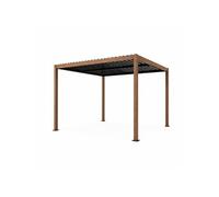 Pergola bioclimatique structure aluminium effet bois lames orientables 3x3m CORFU