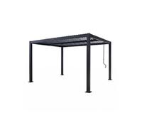Pergola bioclimatique structure et lames orientables en aluminium noir 4x3m RHODES