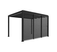 Pergola bioclimatique Triomphe 3x4 + 3 persiennes 130cm pour le côté de 4m. panneau brise vue. L 400 x P 300 x H 250 cm
